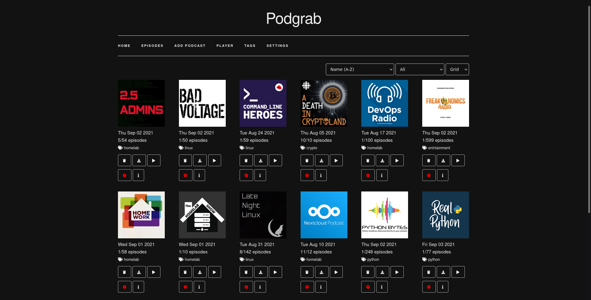 Podgrab podcast manager on docker